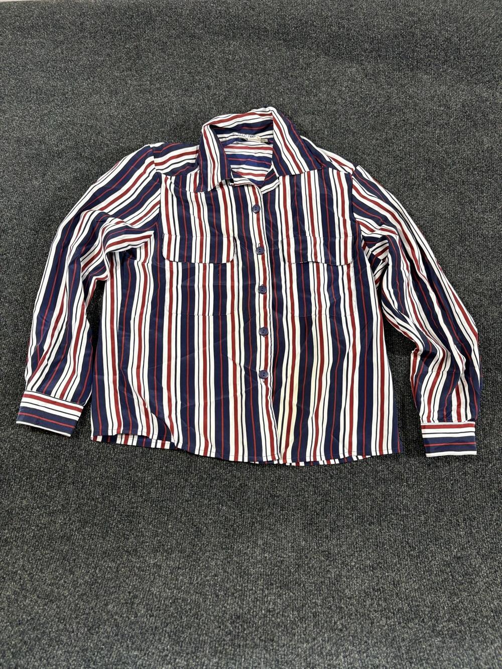 Notations Blouse Womens 8 Multicolor Stripe Long Sleeve Button Up Top Casual